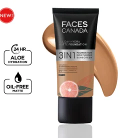 FACESCANADA All Day Hydra Matte Liquid Foundation|3-in-1 Foundation + Moisturizer + SPF 30 (Soft Sand 041) 18ml