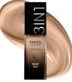 FACES CANADA All Day Hydra Matte Foundation | 3-in-1 Foundation + Moisturizer + SPF 30 Medium Natural 022 (30ml)