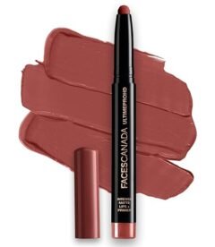 FACES CANADA Ultime Pro HD Intense Matte Lipstick + Primer - Rosy Brown 04  (1.4g)