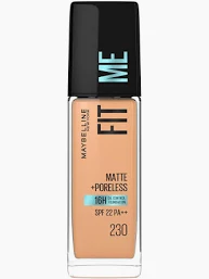 Maybelline New York Liquid Foundation, Matte Finish, With SPF, Absorbs Oil, Fit Me Matte + Poreless, 230 Natural Buff, 30 ml