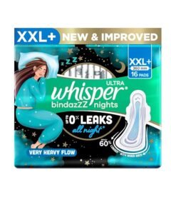 Whisper Bindazzz Nights 16 XXL+ Sanitary Pads, Upto 0% Leaks All Night