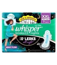 Whisper Bindazzz Nights 7 XXL+ Sanitary Pads, Upto 0% Leaks All Night