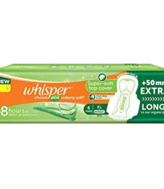 Whisper Choice Aloe Vera Sanitary Pads XL, 6 Count