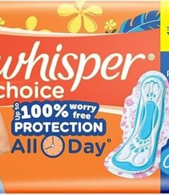 Whisper Choice Sanitary Pads with Wings for Women, XL, 18 Napkins