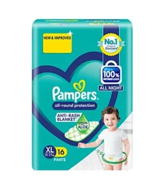 Pampers Pampers All-Round Protection Anti Rash Blanket Lotion with Aloe Vera Diaper XL, 16 diapers