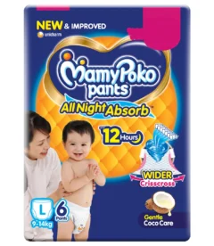 MamyPoko All Night Absorb Diaper Pants Large, 6 Count