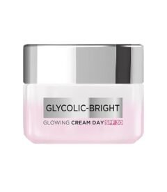 L'Oreal Paris Glycolic Bright Glowing Day Cream, Overnight Brightening Cream, Glycolic Acid in Gel-Like Cream Texture, that Visbily Minimizes Spots & Reveals Glowing skin, 15ml