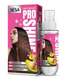 SESA Pro Shine Hair Serum For Women 2X Shine 48 hours Frizz Free For Dry Rough Hair, Smooth And Shiny With Omega 3 & Avocado, 20 ml