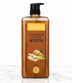 RUBERA Shower Scrub Lemongrass & Ginger – Refreshing Exfoliating Body Wash for Smooth & Energized Skin – 1000ml