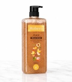 RUBERA Shower Scrub Peach – Refreshing Exfoliating Body Wash with Peach Extract for Soft & Smooth Skin – 1000ml