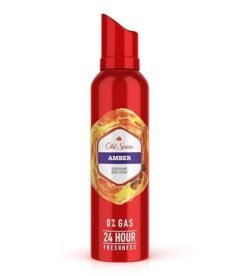 Old Spice Amber No Gas 24 hour Long Lasting Freshness Deodorant Perfume Body Spray For Men, 140ml