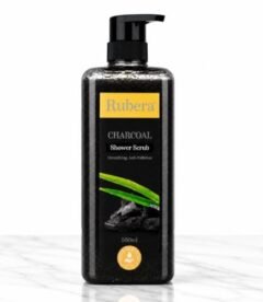 Charcoal Shower Scrub 500ml | Deep Cleansing Face & Body Exfoliator for Tan Removal, Smooth & Glowing Skin | For Men & Women