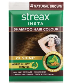 Streax Insta Shampoo Hair Col Natural Brown-4 7.5 ml+7.5 ml
