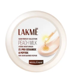 Lakmē Peach Milk 2% Pro-Ceramide + Peptide Crème | Barrier Repair + Pollution Defence | Up to 2X Protection & Healthy Glow | 100g